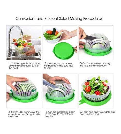 New Kitchen Salad Cutter Bowl Upgraded Easy Salad Maker Fruit Vegetable Salad Chopper Bowl